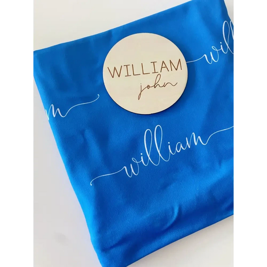 Personalised Baby Name Wood Disc - BLOCK - Timber Tinkers