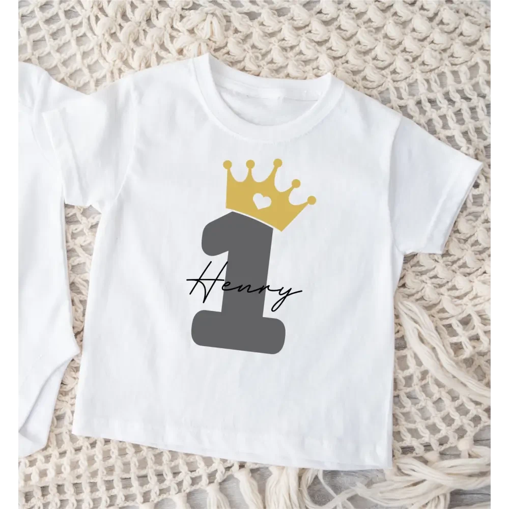 Personalised Birthday Crown Boy T-Shirt - Timber Tinkers