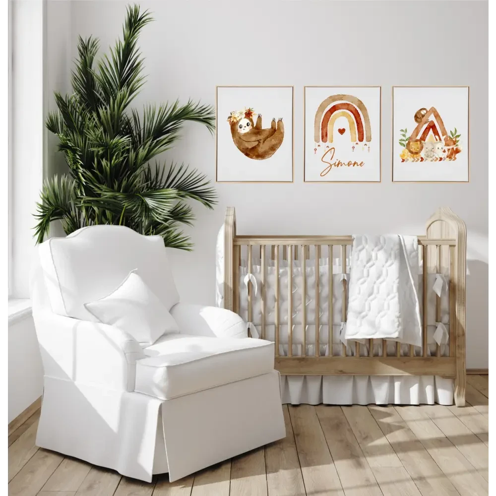 Personalised Boho Animals Wooden Canvas Print Set - Timber Tinkers