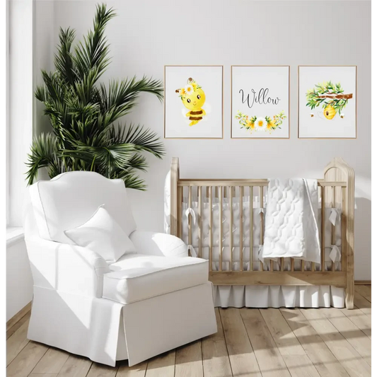 Personalised Bumbe Bee Wooden Canvas Print Set - Timber Tinkers