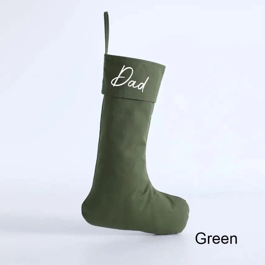 Personalised Canvas Stockings - Green - Timber Tinkers
