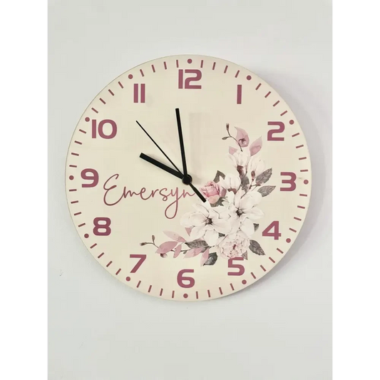 Personalised Clock - Pink Floral