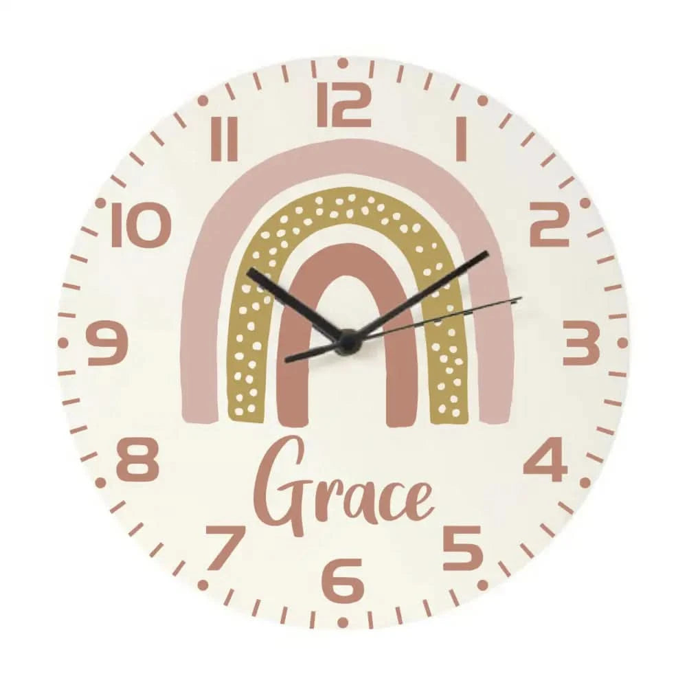 Personalised Clock - Pink Rainbow