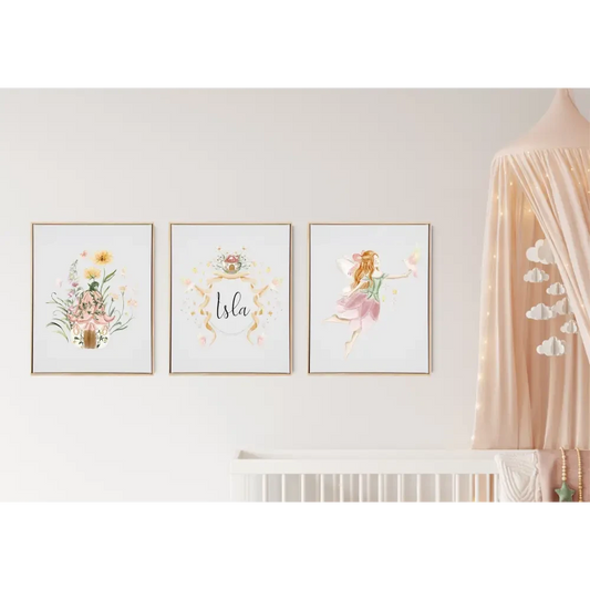 Personalised Fairy Wooden Canvas Print Set - Timber Tinkers
