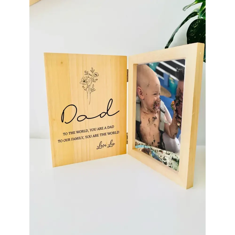 Personalised Father's Day Photo Frame - Floral Dad - Timber Tinkers
