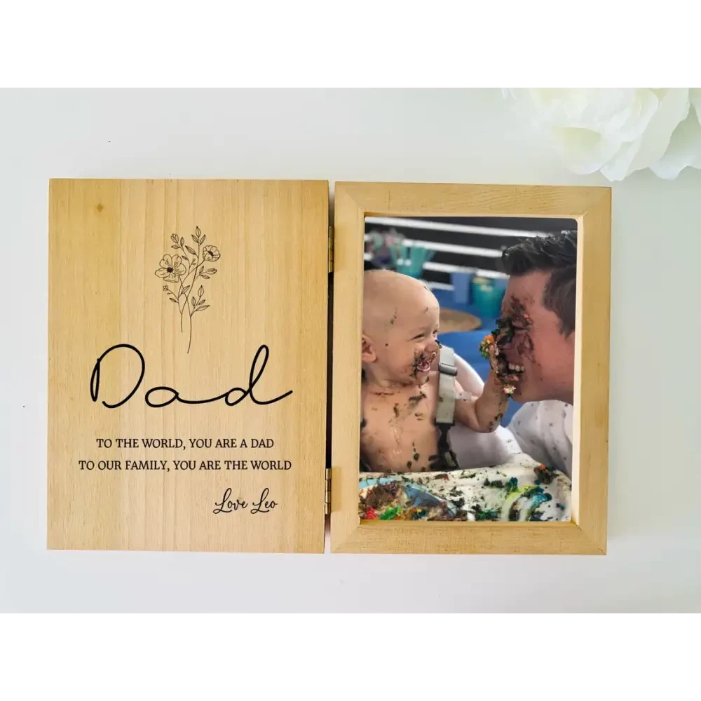 Personalised Father's Day Photo Frame - Floral Dad - Timber Tinkers