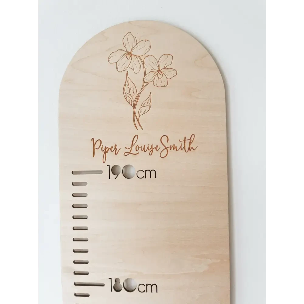 Personalised Growth Chart - Birth Flower - Timber Tinkers