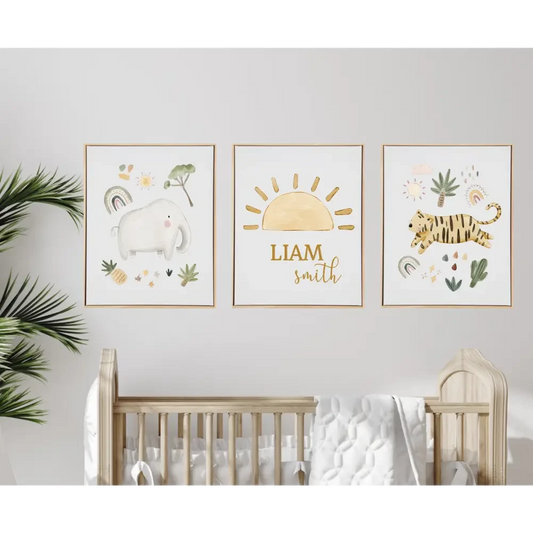 Personalised Jungle Wooden Canvas Print Set - Timber Tinkers