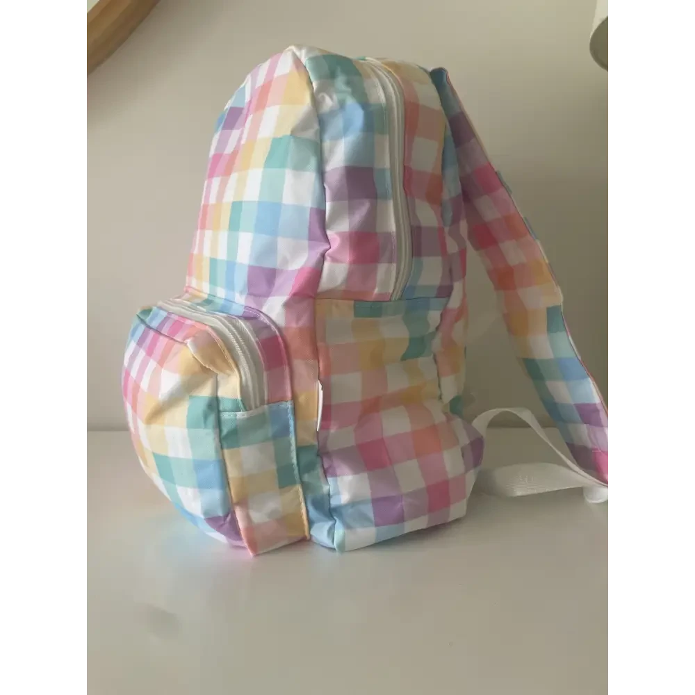 Personalised Kids Backpack - Pastel Gingham - Timber Tinkers