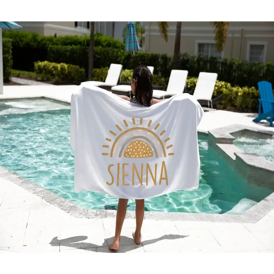 Personalised Kids Towel - Boho Rainbow - Timber Tinkers