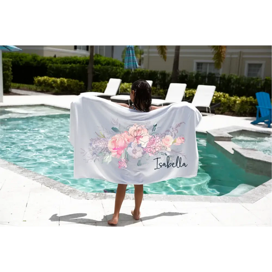 Personalised Kids Towel - Floral - Timber Tinkers