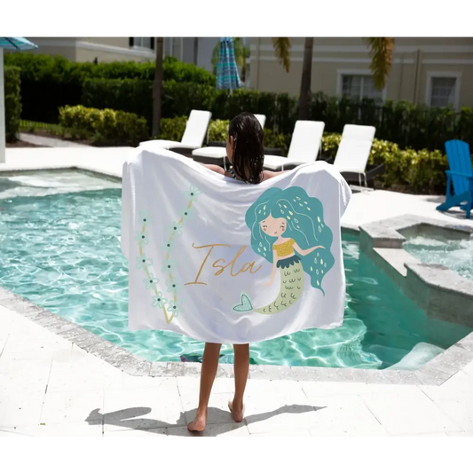 Personalised Kids Towel - Mermaid - Timber Tinkers