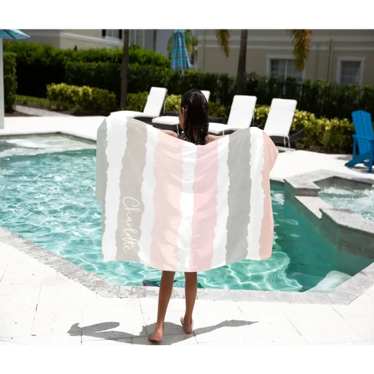 Personalised Kids Towel - Stripe - Timber Tinkers