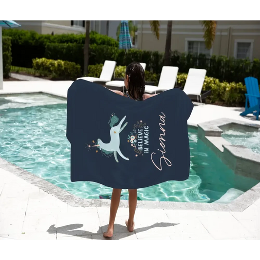 Personalised Kids Towel - Unicorn Believe In Magic - Timber Tinkers