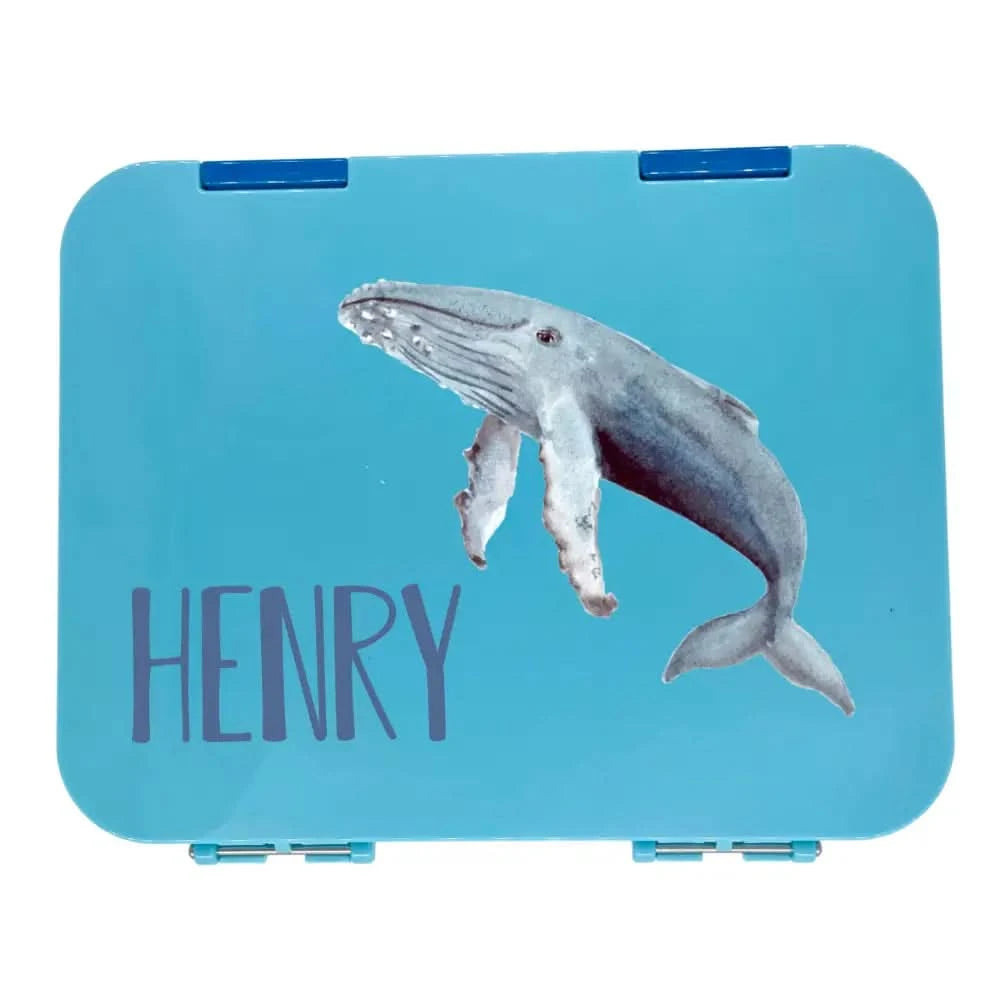 Personalised Lunch Boxes - Blue Bento Box - Whale - Timber Tinkers