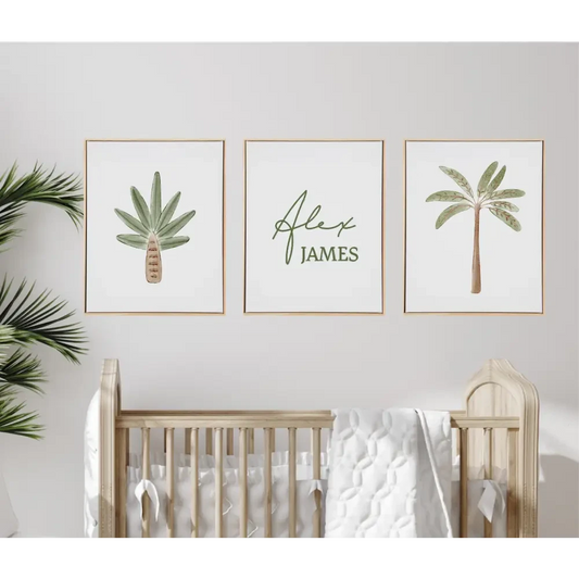 Personalised Palms Wooden Canvas Print Set - Timber Tinkers