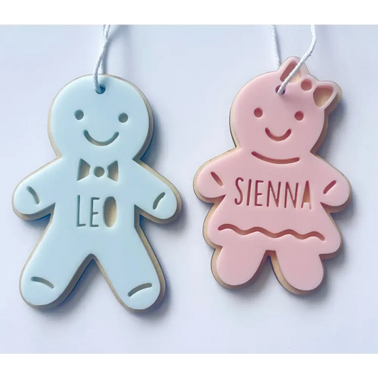 Personalised Pastel Christmas Decorations - Gingerbread Man