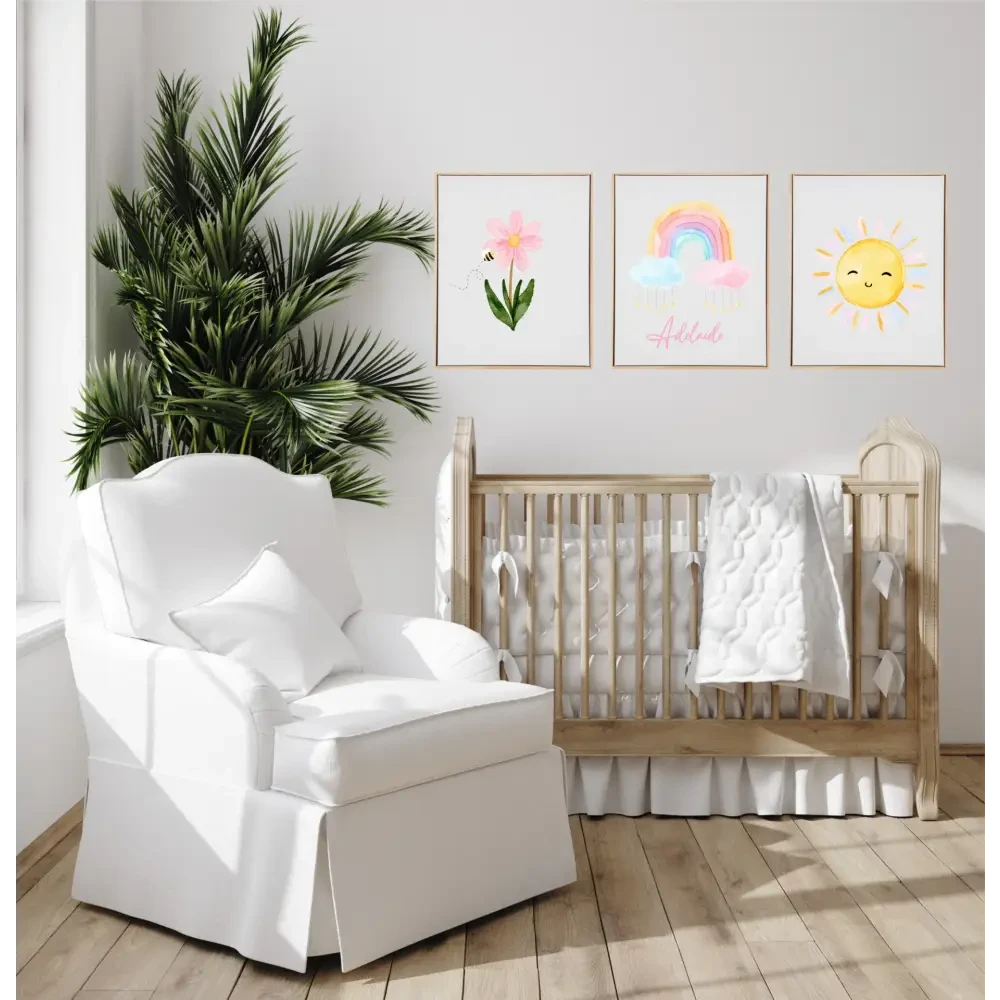 Personalised Pastel Rainbow Wooden Canvas Print Set - Timber Tinkers