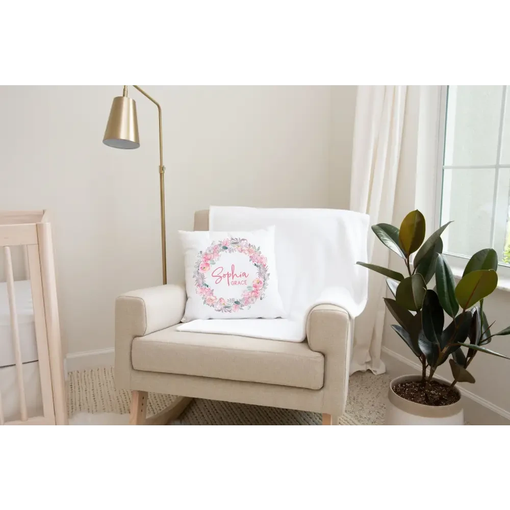 Personalised Pillowcase - Floral Wreath - Timber Tinkers