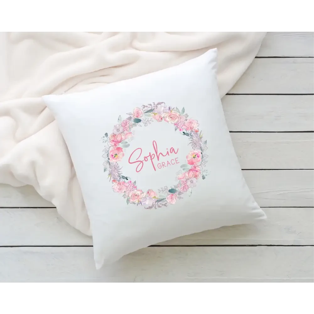 Personalised Pillowcase - Floral Wreath - Timber Tinkers