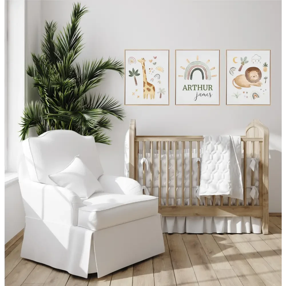 Personalised Safari Wooden Canvas Print Set - Timber Tinkers