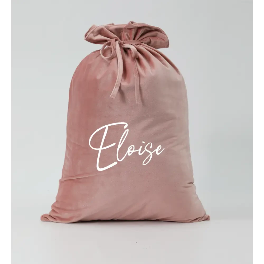 Personalised Velvet Santa Sack - Blush - Timber Tinkers