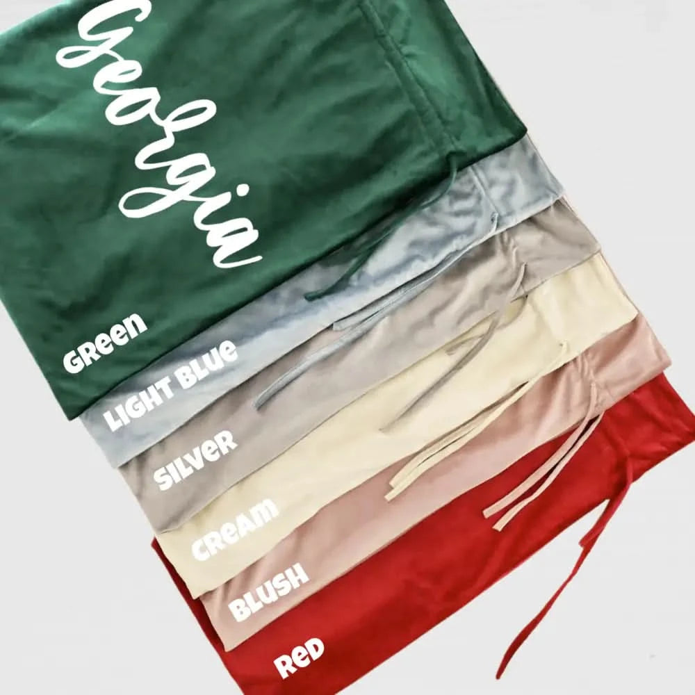 Personalised Velvet Santa Sack - Blush - Timber Tinkers
