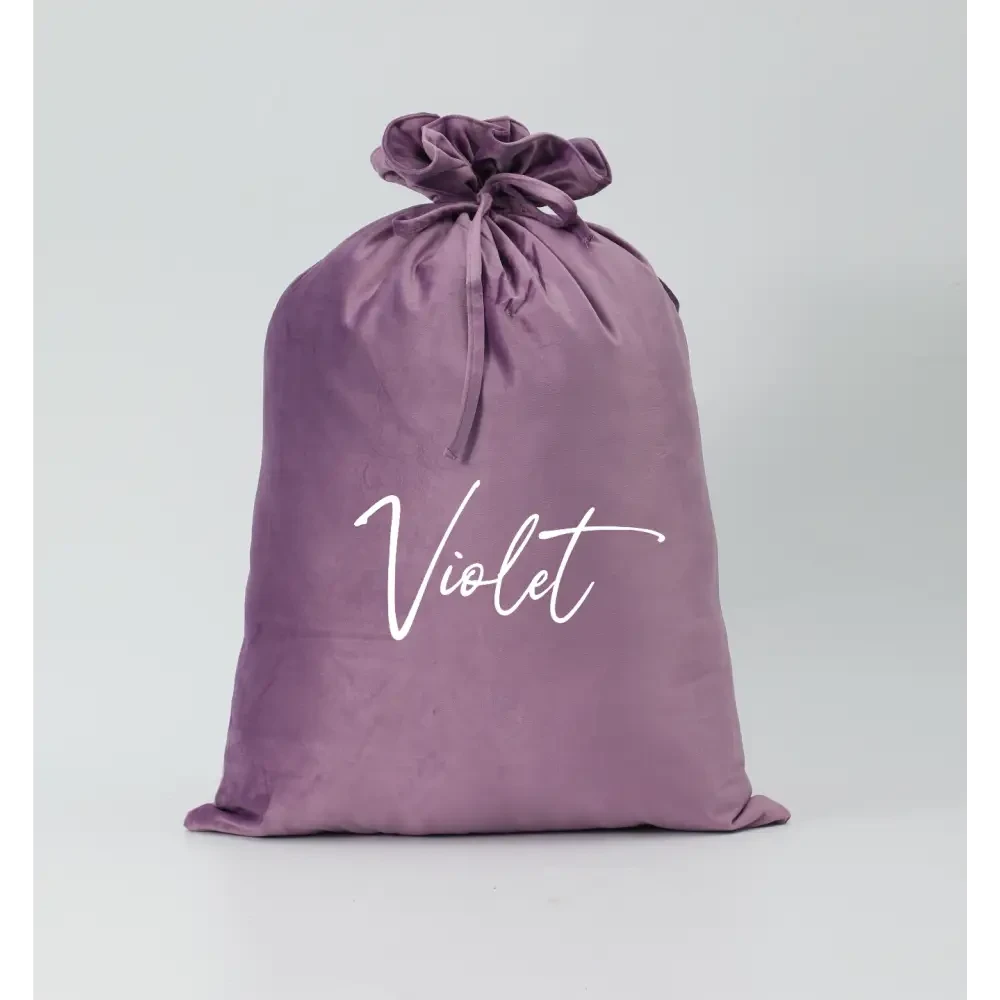 Personalised Velvet Santa Sack - Lilac - Timber Tinkers