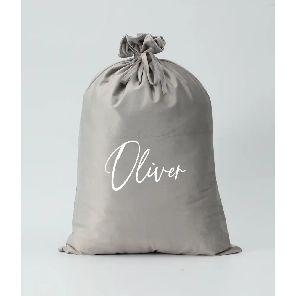 Personalised Velvet Santa Sack - Silver - Timber Tinkers