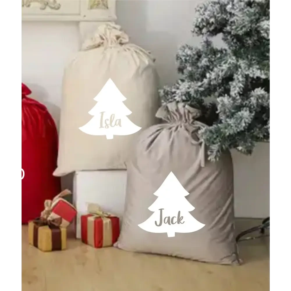Personalised Velvet Santa Sack - Tree - Timber Tinkers