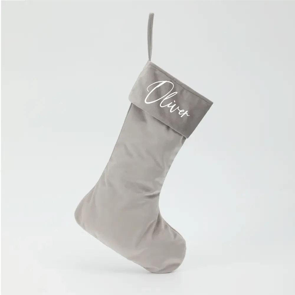 Personalised Velvet Stockings - Silver - Timber Tinkers