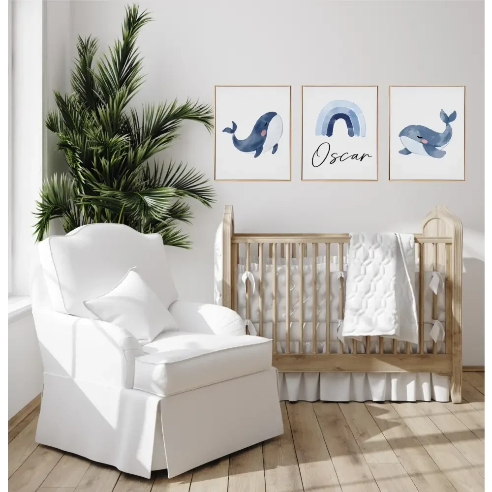 Personalised Whale Wooden Canvas Print Set - Timber Tinkers