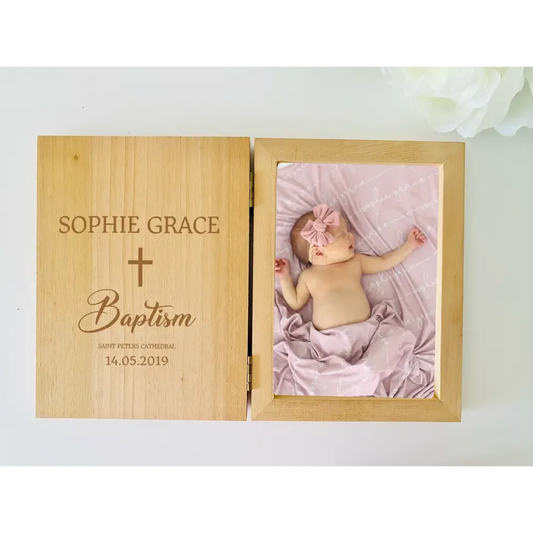 Personalised Wooden Photo Frame - Christening - Timber Tinkers