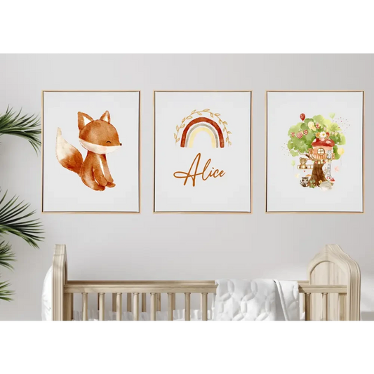 Personalised Woodland Wooden Canvas Print Set - Timber Tinkers