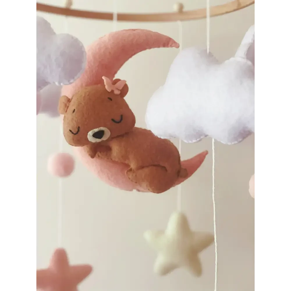 Pink Teddy Nursery Mobile - Timber Tinkers