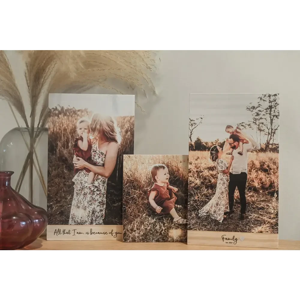 Rectangle Wood Photo Blocks - With Quote - Timber Tinkers