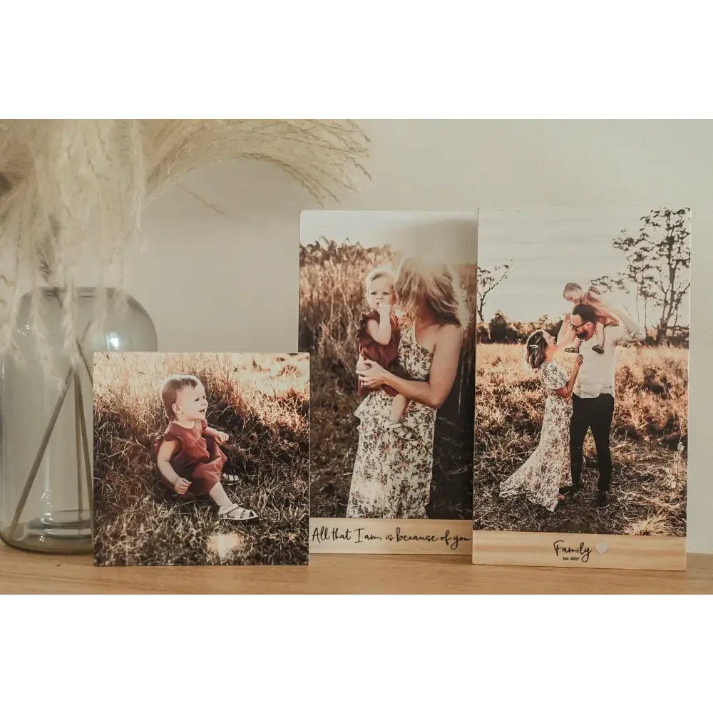 Rectangle Wood Photo Blocks - With Quote - Timber Tinkers