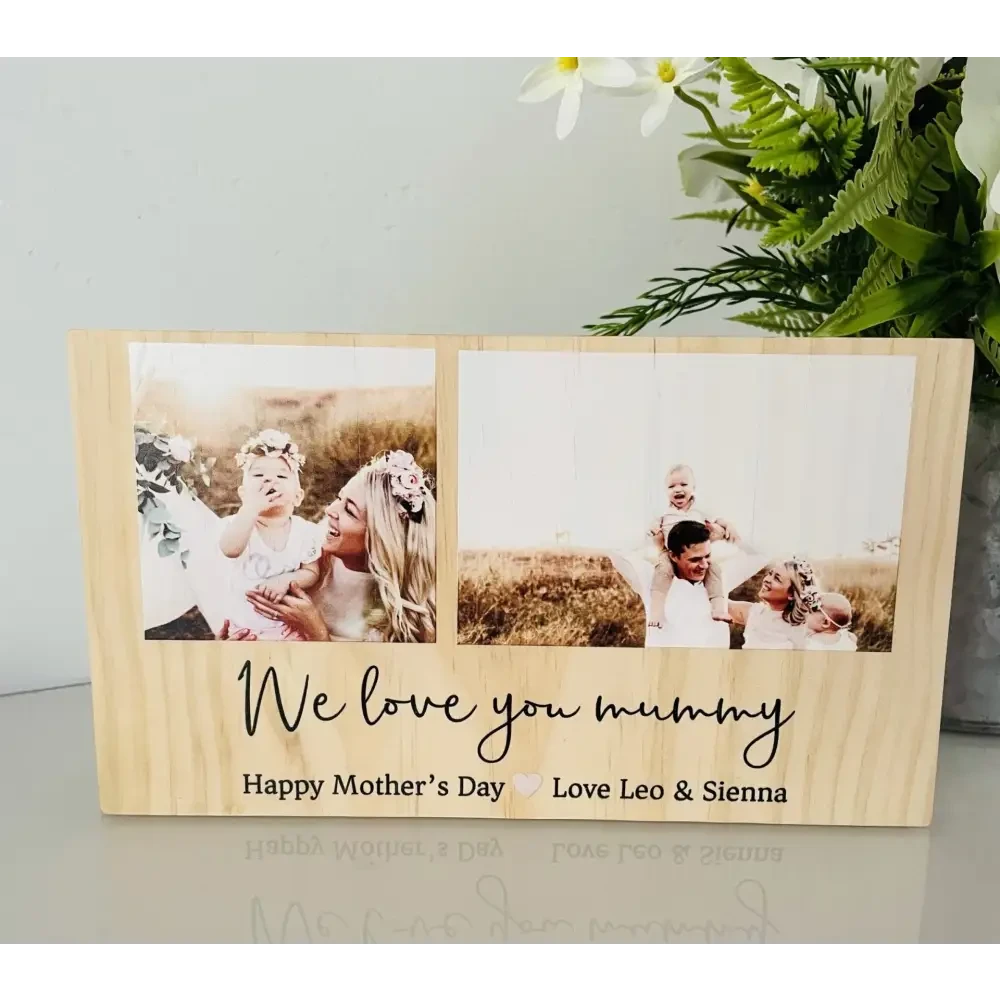 Rectangle Wood Photo Blocks - With Quote - Timber Tinkers