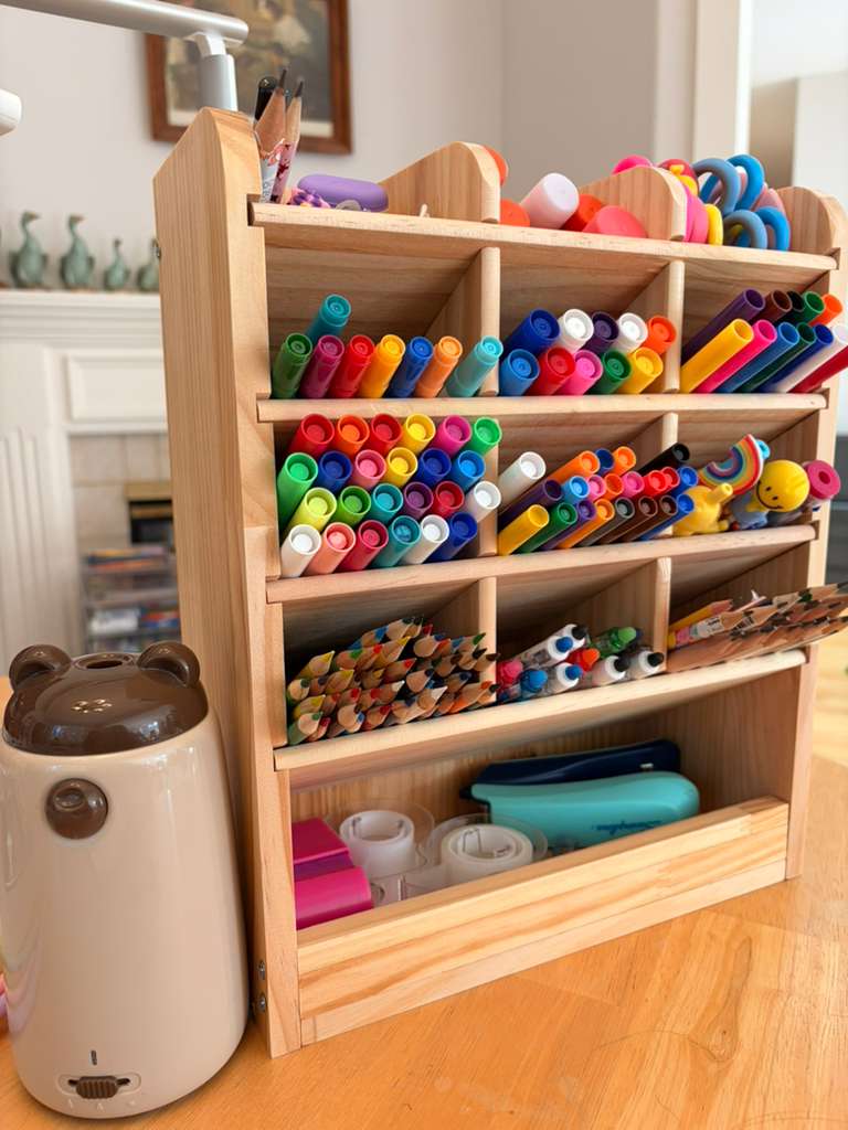 (NEW) Crayon & Marker Organizer - Varnished solidwood