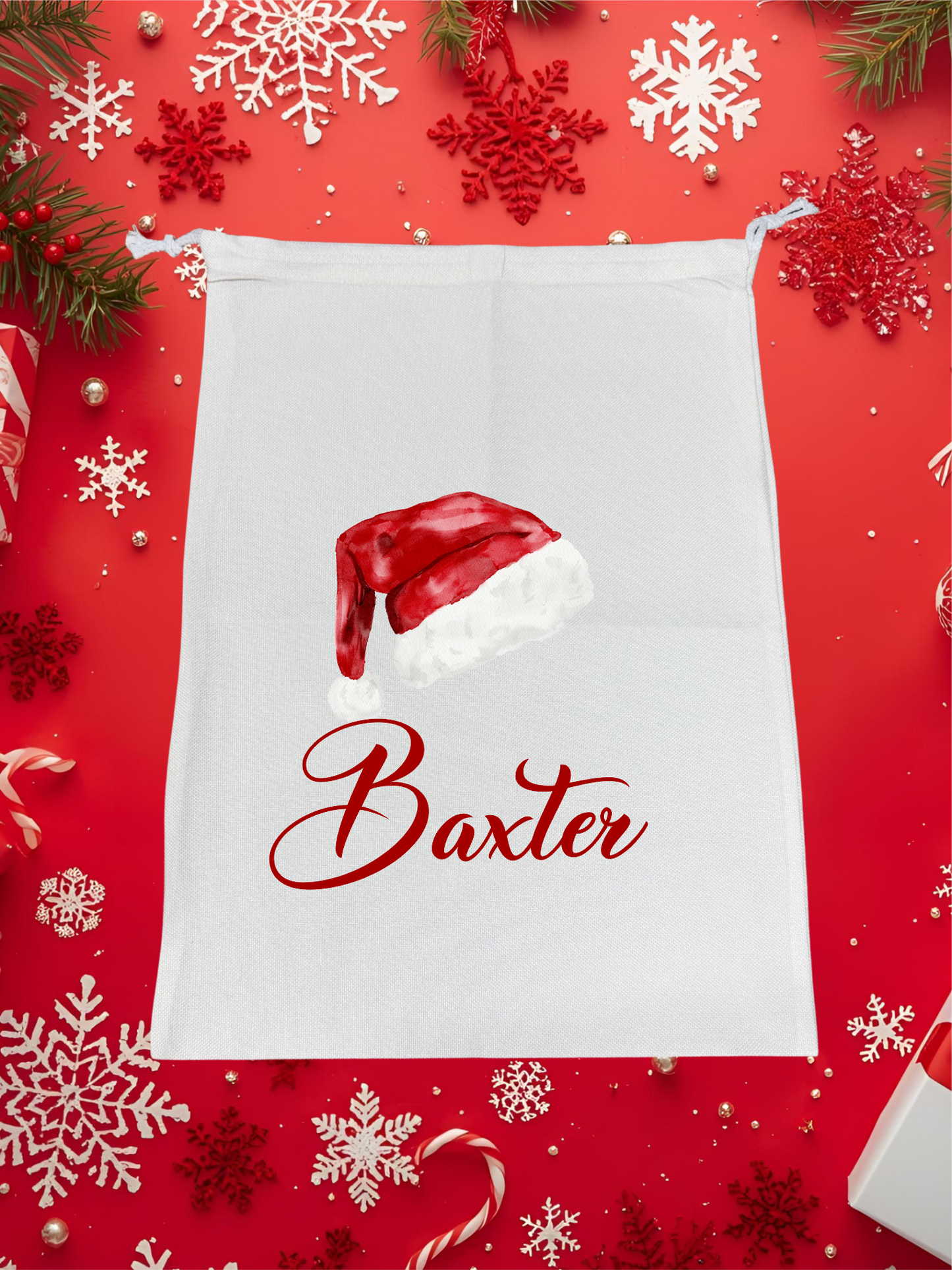 Personalised Premium Linen Santa Sack – Classic Christmas Collection