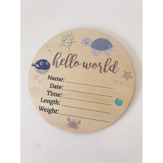 Sea Animals Wooden Birth Disc - Timber Tinkers
