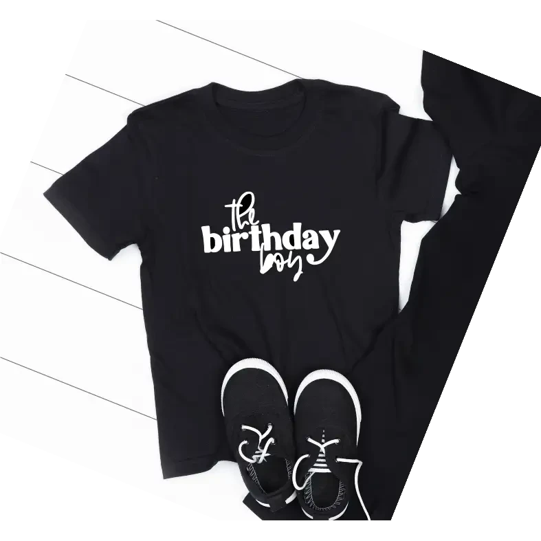 the birthday boy Black TSHIRT - Size 6