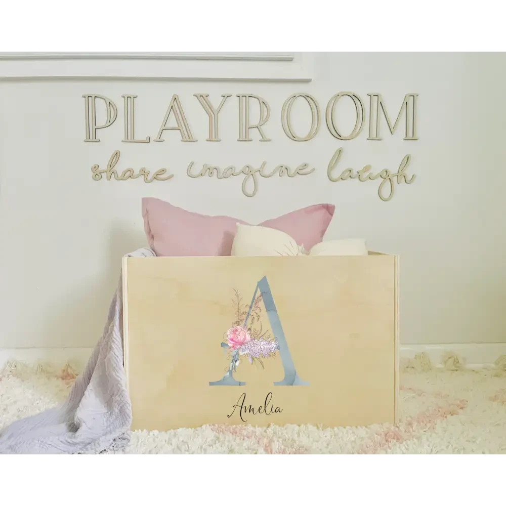 Toy Box - Grey Letter - Timber Tinkers