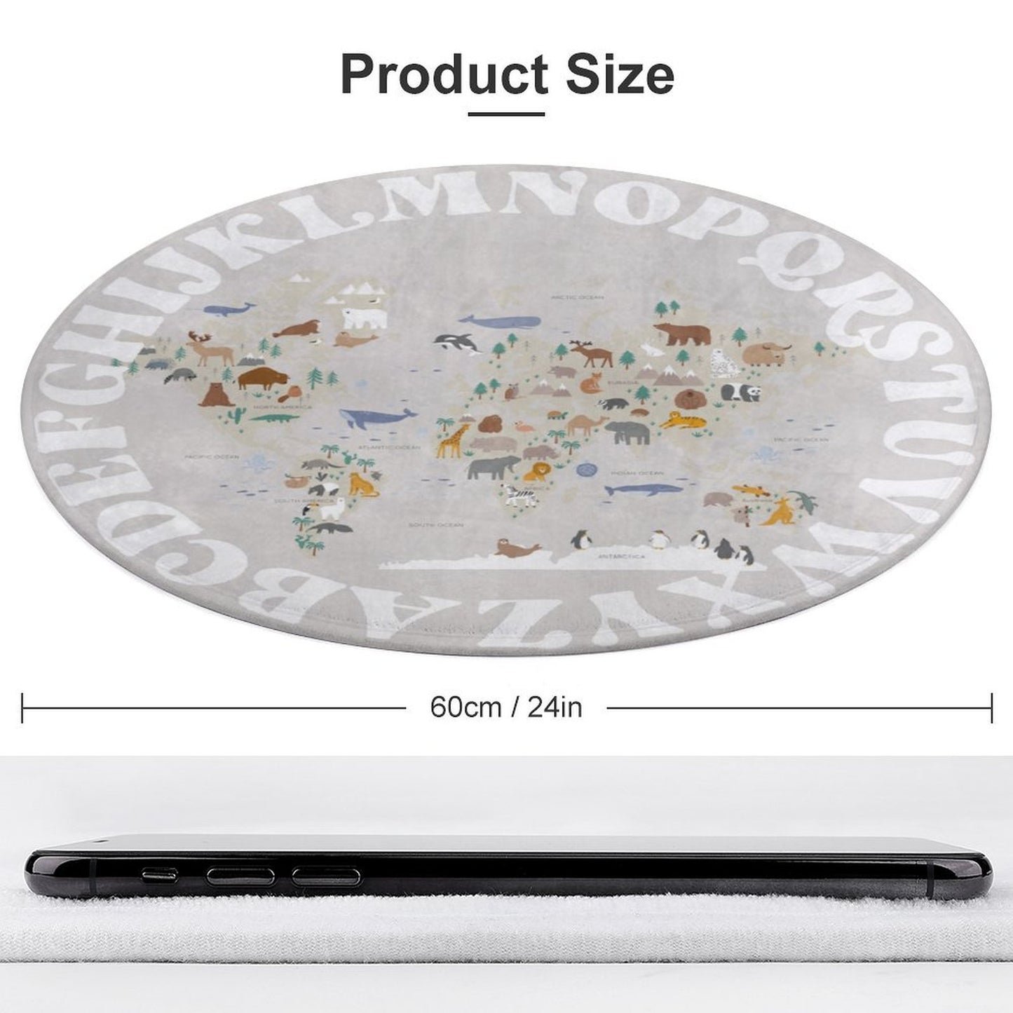 World Animal Alphabet Floor Mat - Taupe