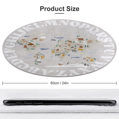 World Animal Alphabet Floor Mat - Taupe