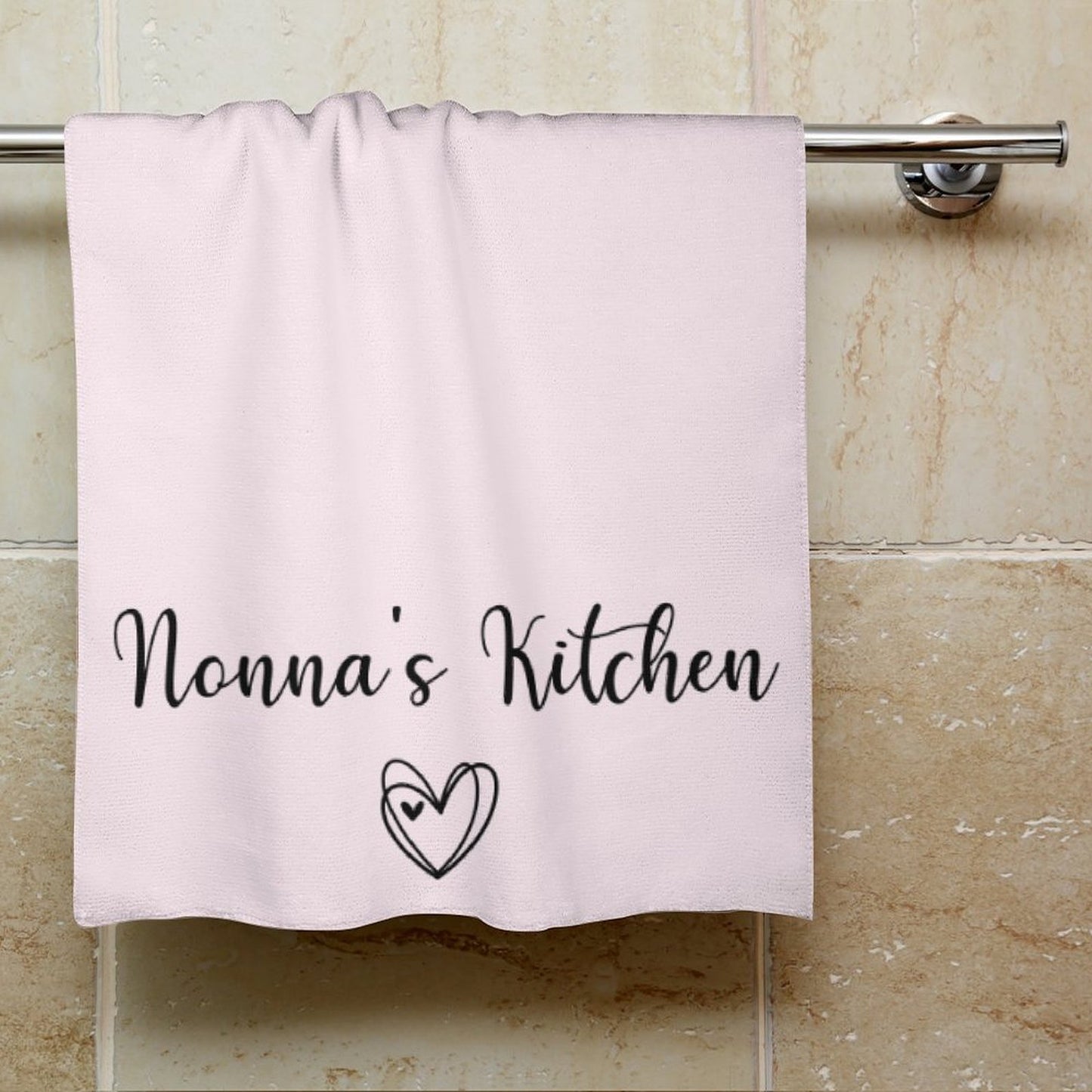 Personalised Kitchen Towel - Pink Heart