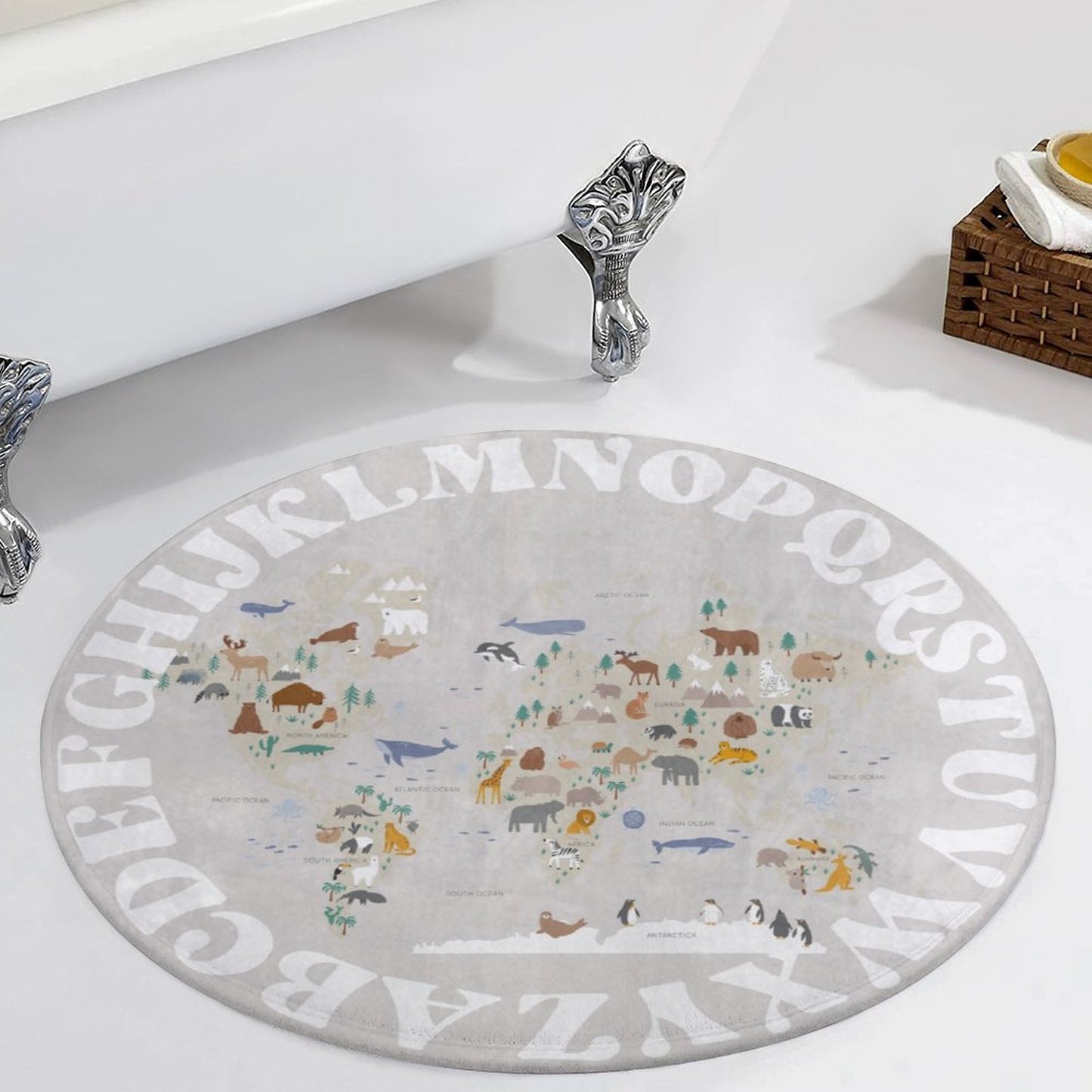 World Animal Alphabet Floor Mat - Taupe