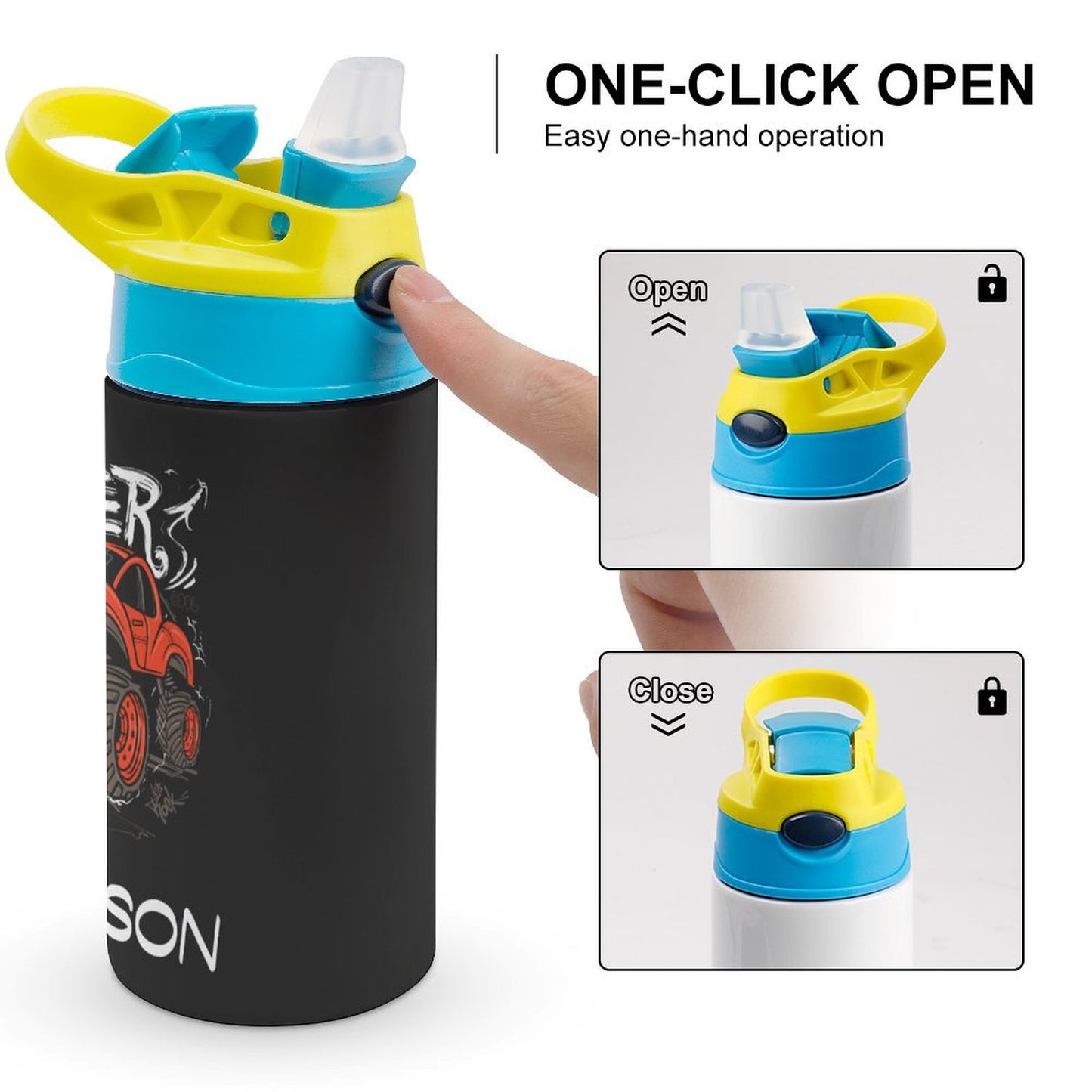 Personalised Kids Water Bottle - Monster Truck