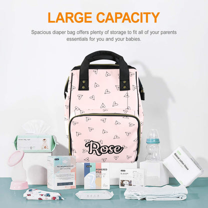 Personalised Diaper Bag - Pink Heart