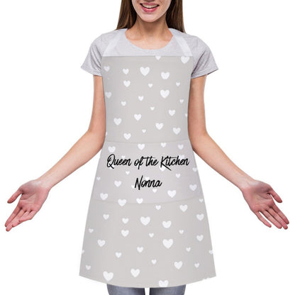 Personalised Apron with Pocket - Grey Heart